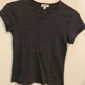 Frank + Oak size M b&w striped t-shirt